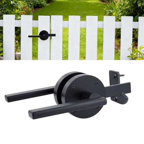 Double Sided Self-Locking Gate Latch-Heavy Duty Adjustable Stainless Steel Black, 2-in-1Door Handle&Two-Way Lock,WoodenFences,Pools,Gardens,Backyards,Barns(Applicable to the Right Side Door 1pack)