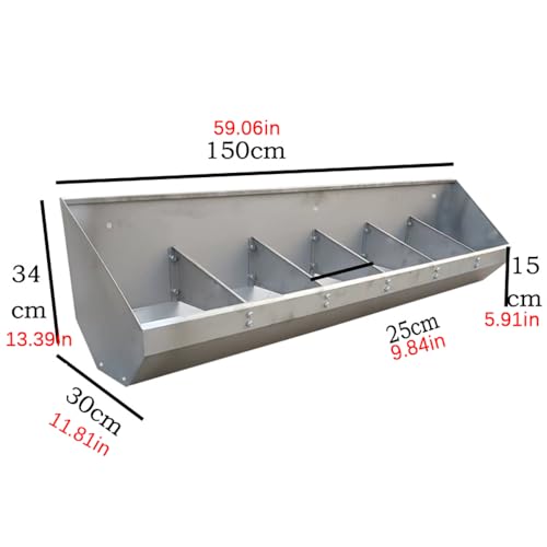 Stainless Steel Pig Feeder Trough - 1.5m 6-Hole Waste-Reducing Bowl for Fattening Pigs, Indoor/Outdoor Use with Fence Mounting, Durable & Easy to Clean - size: 1.5meter/6hole