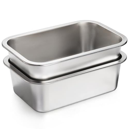 Lawei 2 Pack 1.2 Gallon Stainless Steel Dog Bowls for Large Dogs, Rectangular Metal Dog Water Food Bowl, Large Capacity Pet Food Bowl Water Dish, Indoor and Outdoor Universal Pet Bowl, Easy to Clean