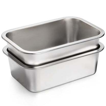 Lawei 2 Pack 1.2 Gallon Stainless Steel Dog Bowls for Large Dogs, Rectangular Metal Dog Water Food Bowl, Large Capacity Pet Food Bowl Water Dish, Indoor and Outdoor Universal Pet Bowl, Easy to Clean