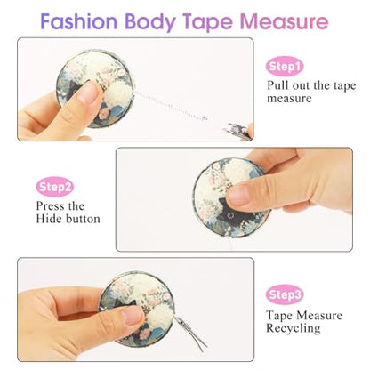 Retractable Mini Tape Measure, Auto-Retract, Premium Leather Tape Measure, Dual-Sided Ruler, Ideal for Fabric Cutting, Body Measurements, and Handicrafts (Black Cat) - color: Black Cat