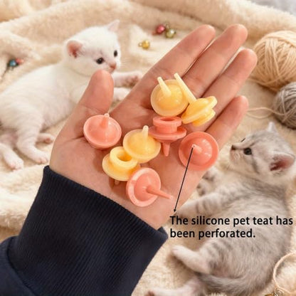 6PCS Pet Feeding Nipple Silicone Feeding Teats for Kittens and Puppies Small Animals Pet and Wild Animals Silicone Feeding Nipple Bowl (Without Syringes Only Nipples)