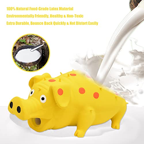 Pig Squeaky Dog Toy, 2 PCS Interactive Rubber Dog Chew Toy - Durable Latex Spot Grunting Pig Toys that Oink for Small Medium Large Dogs (Orange, Yellow) - color: Orange, Yellow