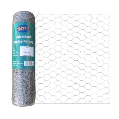 MTB Supply 20GA Galvanized Hexagonal Poultry Netting Chicken Wire 18 inches x 50 feet x 1 inch Mesh - size: 18"x50'