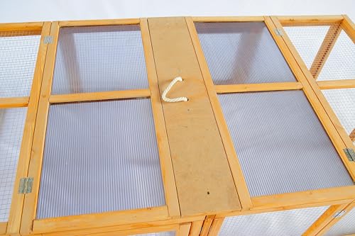 No Assembly Foldable Chicken Coop Wood Small Animal House Portable Outdoor Run with Sunlight Roof and Handle for Rabbit Guinea Pig Duck