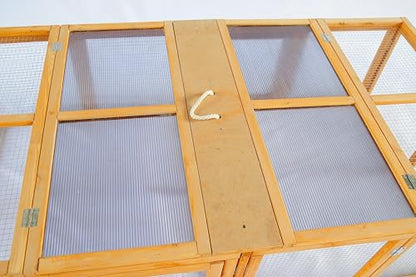 No Assembly Foldable Chicken Coop Wood Small Animal House Portable Outdoor Run with Sunlight Roof and Handle for Rabbit Guinea Pig Duck