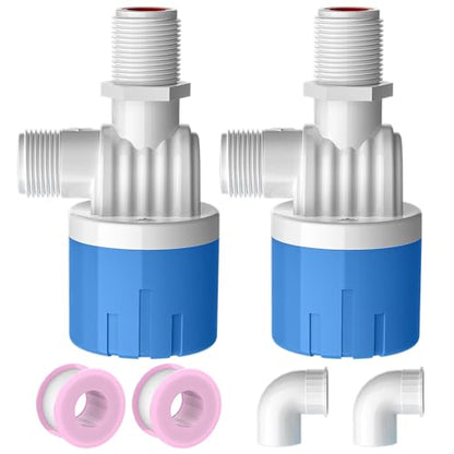 2 Pack 3/4 Float Valve for Water Tank,Aquapulse Water Float Automatic Water Level Control Aqua Pluse Trough Blue Plastic Float Valve Switch for Pool,Pond,Livestock(Top inner) - size: 3/4" top inner