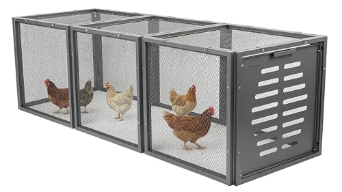 A Anleolife Chicken Tunnel, 23.6 inch Wide Heavy Duty Metal Chicken Coop, Predator Proof Modular Extension Chicken Run for Outside Poultry Coop as Hens, Rabbits, Ducks and Small Pets