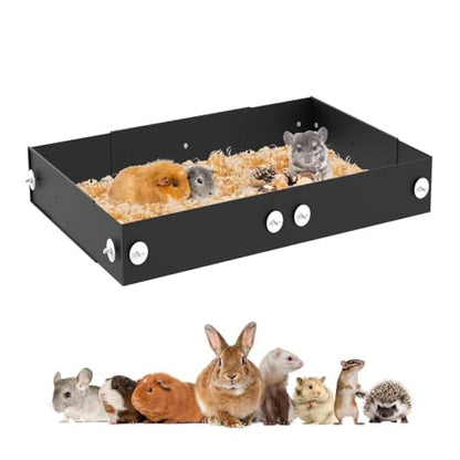 YKD Aluminum Alloy Scatter Guard for Ferret Nation & Critter Nation Cages | Urine Guard Easy Install Poop Guard to Contain Mess, Keep Floor Clean for Chinchillas, Rats (Black, Single Layer Set)