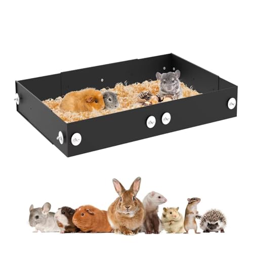 YKD Aluminum Alloy Scatter Guard for Ferret Nation & Critter Nation Cages | Urine Guard Easy Install Poop Guard to Contain Mess, Keep Floor Clean for Chinchillas, Rats (Black, Single Layer Set)