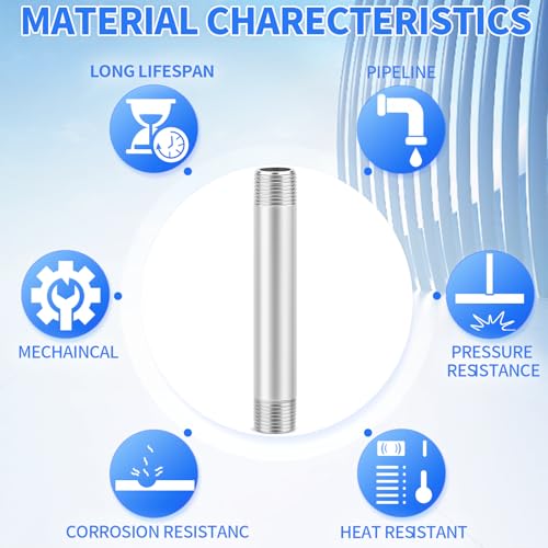 ChillWaves 304 Stainless Steel Pipe Fitting, Nipple Cast Pipe 1" NPT Male x 1" NPT Male Thread 8" Length(200MM)(1-PACK) - size: 1" NPT, style: 8" Length(200MM)