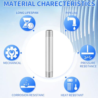 ChillWaves 304 Stainless Steel Pipe Fitting, Nipple Cast Pipe 1" NPT Male x 1" NPT Male Thread 8" Length(200MM)(1-PACK) - size: 1" NPT, style: 8" Length(200MM)