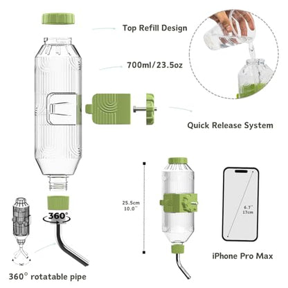 Pet Water Bottle[S24, 24oz], Hanging Dog Water Dispenser Kennel Plastic Drinker Kettle Feeder BPA Free Cage Crate Hutch Puppy Cat Rabbit (Guniea Pigs-Small Bunnies-Chinchillas) - size: 24oz (Guniea Pigs-Small Bunnies-Chinchillas)