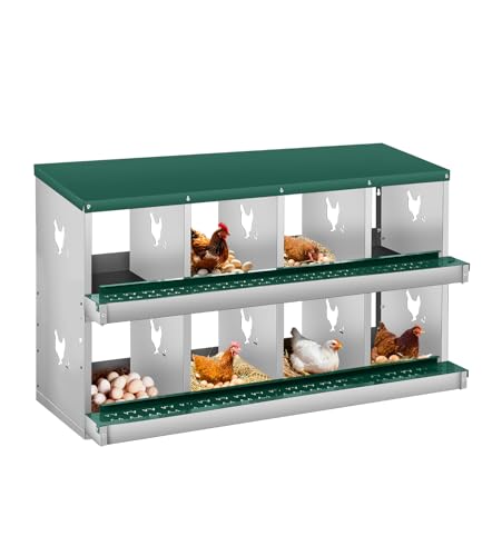 Chicken Nesting Box, 8 Compartment Metal Nesting Box,Wall Mount Chicken Nesting Boxes for Laying Eggs,Easy Egg Collection,8 Room Nest Boxes for Chickens - color: Red, size: Green 8 Compartment