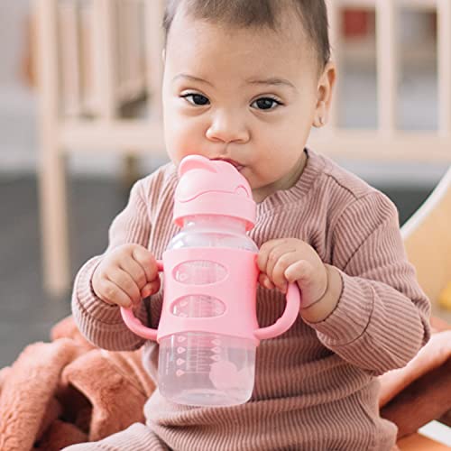 Dr. Brown's Wide-Neck Sippy Straw Bottle with Handles, Pink, 9oz/270ml, 1-Pack - color: Pink, size: 1 Count (Pack of 1)