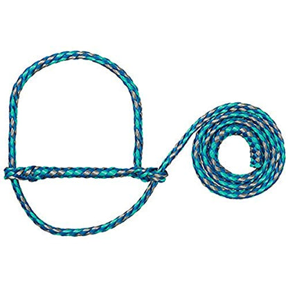 Weaver Livestock Braided Poly Rope Halter, 4 ft Modern, Adjustable, Soft Braid Sheep Halter, Livestock Equipment for Sheep, Goats - color: Blue/Mint/Gray