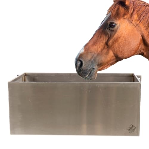 Heavy-Duty Stainless Steel Horse Water Trough (24" L x 13" D x 10" H) with Mounts