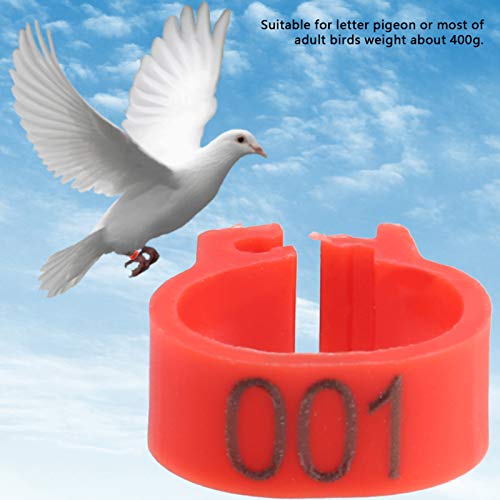 100PCS 8MM 001-100 Numbered Plastic Letter Pigeon Bird Leg Bands Rings, Bird Chicks Parrot Clip Rings Band (Red) - color: Red