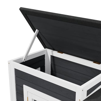 Small Chicken Coop for 2 Chickens,Wooden Chicken Coops with Nesting Boxes Indoor Outdoor,Bunny House Rabbit Hutch Poultry Pet Run Cage with 2 Waterproof Roof, Stairs&Leak-Proof-Tray (White) - color: White