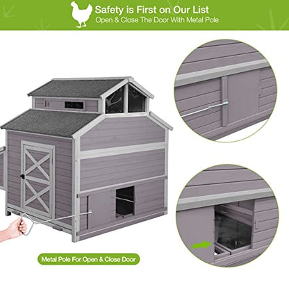 GUTINNEEN Chicken Coop Large Hen House for 8-10 Chickens Wooden Poultry Cage with Run and Nesting Box 115in - color: Grey, size: 115.0"L x 54.0"W x 56.0"H