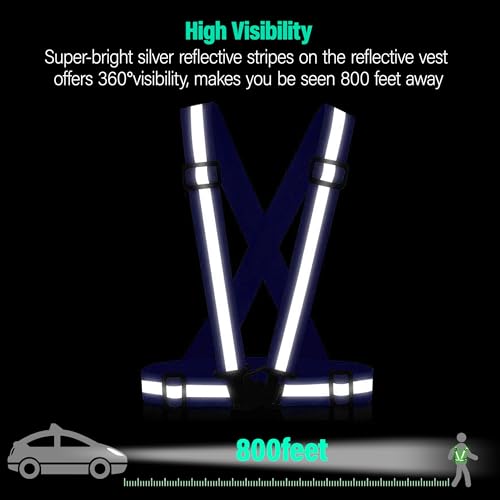 Reflective Vest Running Gear, 2Pack High Visible Safety VES for Cycling Jogging Running Walking, Adjustable for Men Women - color: 2 x Blue