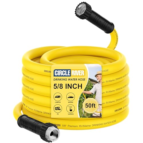 RV Drinking Water Hose 50FT with Storage Bag, 5/8" Premium Fresh Water Hose for RV, Camping, Marine, Trailer and Truck, BPA Free, Anti-Kink and Leak-Free, Drinking Water Safe - color: Yellow, size: 50FT