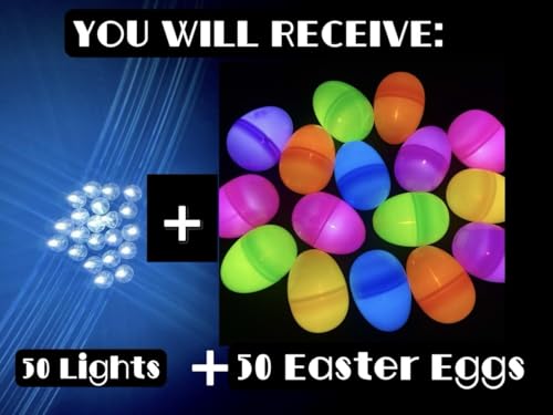 GiftExpress 150 Pcs Plastic Glow in the Dark Easter Eggs Non Electronic & 150 Mini Flashing Light Balls Standalone, Preinstalled Batteries – Two Separate Accessories for Glow Easter Egg Hunt
