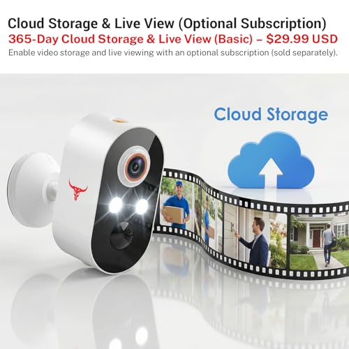 1080P Wireless Security Camera Outdoor, Battery Powered, AI Human Detection, Color Night Vision, 2-Way Audio, IP65 Waterproof, 2.4G Wi-Fi, Cloud Storage (2 Spotlights)