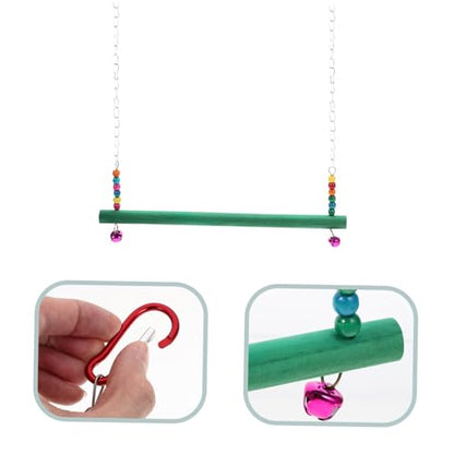 Natural Wood Chicken Perch with Swing and Ladder Pet Climbing Playground for Poultry Entertainment Coop Accessory to Reduce Boredom and Encourage Chewing Random Color