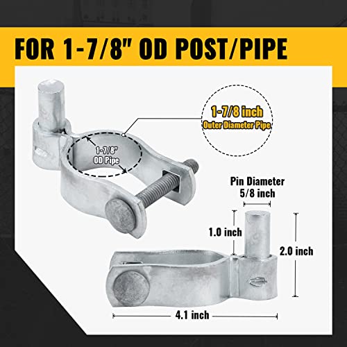 VIVIDA 1-7/8" Chain Link Gate Hinge 4 PCS, Galvanized Pipe Post Hinge for 1-7/8" OD Pipe, Chain Link Gate Hardware - size: 1-7/8" (4 PCS)