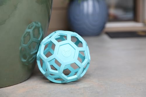 JW Pet HOL-ee Roller™, Dog Toy Puzzle Ball, Natural Rubber, Large (5.5” Inch Diameter), Blue - color: Blue, size: 5.5 Inch