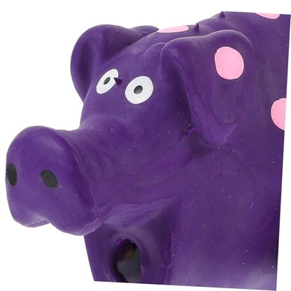 Pig-Shaped Dog Chew with Built Squeaker Biting Resistant Medium Dog Teething Plaything for Furniture Protection and Interactive Fun Easy to Clean Purple Latex