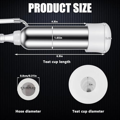 Threlaco Milking Machine Accessory Cow Teat Cup, Double Cup with Tube for Cow, Sheep, Camels, Farm Tool(Stainless Steel)