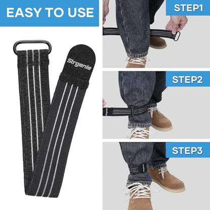 Cowboy Boot Straps, Adjustable Elastic Pant Leg Straps for Biking, Fishing, Hiking, Wading etc. - color: Black-4pcs