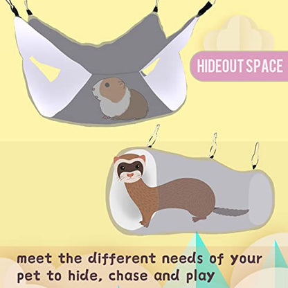 Luminous Noctilucent Glow Guinea Pig Rat Hammock Tunnel, Ferret Hanging Bunk Bed Hammock, Rat Ferret Guinea Pig Hideout and Soft Bed for Small Animals (5.Moon Tunnel Hammock) - color: 5.Moon Tunnel Hammock