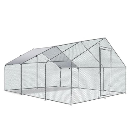 Large Metal Chicken Coop Round Top Upgrade Tri-Supporting Wire Mesh Chicken Run,Chicken Pen with Water-Resident and Anti-UV Cover,Duck Rabbit House Outdoor (Spire Roof 10’ W x 19.5’ L x 6.5’ H) - size: Spire Roof 10’ W x 19.5’ L x 6.5’ H