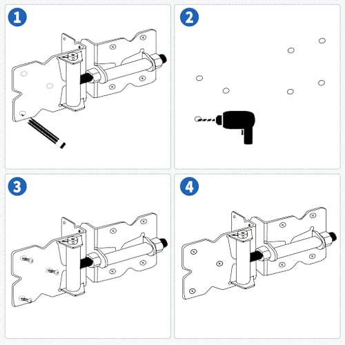 K Kasonic Self Closing Gate Hinges, Heavy Duty Door Hinges Hardware Kit for Vinyl/PVC/Wooden Fence Gates, 90 Degree Adjustable, Fits 3/4" to 1" Gap with Adjuster Tool and Screws