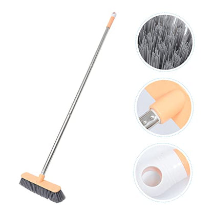 COLLBATH Stainless Steel Cleaning Floor Brush Long-Handle Bathroom Broom Grout Brush Mop Head Comfortable to Hold - color: Multicolor