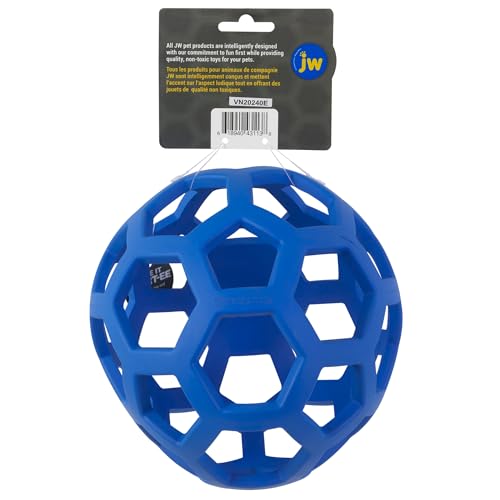 JW Pet Hol-ee Roller Dog Toy Puzzle Ball, Natural Rubber, Extra Large (7.5 Inch Diameter), Colors May Vary, (Count of 1)