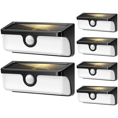 VIVOHOME Linkable Solar Lights Outdoor, 2500LM Motion Sensor Wall Lights with Diffuser for Extra Wide Lighting, IP65 Waterproof, Solar Powered for Fence Garden, Patio, Porch, Yard, 6 Pack - size: 6 Pack