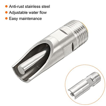 MECCANIXITY Pig Nipple Waterer 2Pcs Automatic Pig Feeder 1/2" PT Poultry Water Nipple Pig Drinker Stainless Steel Copper Hat Duck-Mouth Type for Sows Drinking, Silver