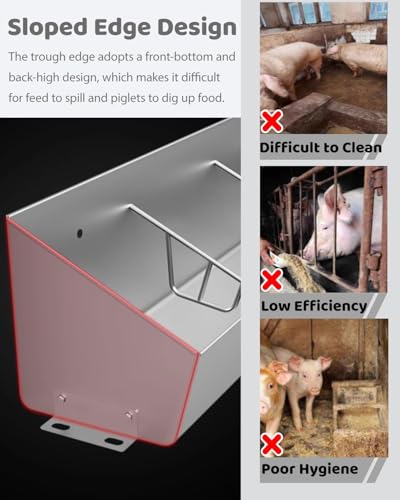Metal Pig Feeder 5 8 10 Hole, Heavy Duty Hog Feeders Trough for Farm Livestock, No Waste Baby Pigs Feeding Pan, Cattle Pig Bowl Easy Installation(10 Card Slots) - size: 10 Card Slots