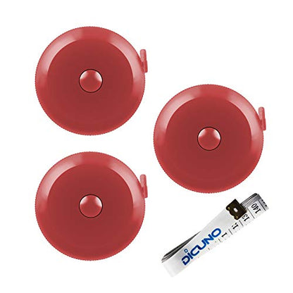DiCUNO 60-Inch 1.5 Meter Soft and Retractable Tape Measure (3Pcs of Red with Soft Tape) - color: Red*3pcs