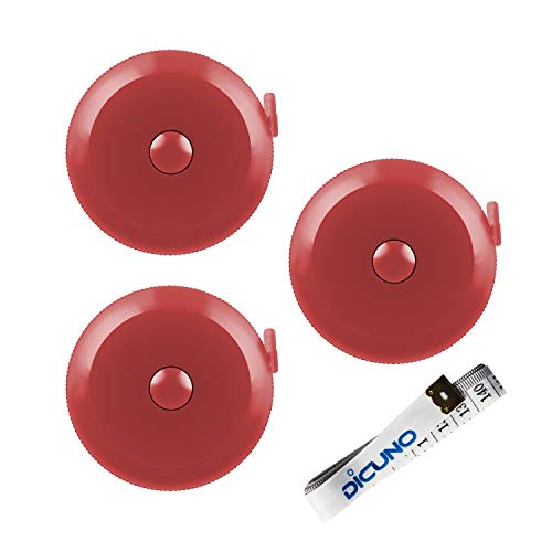 DiCUNO 60-Inch 1.5 Meter Soft and Retractable Tape Measure (3Pcs of Red with Soft Tape) - color: Red*3pcs