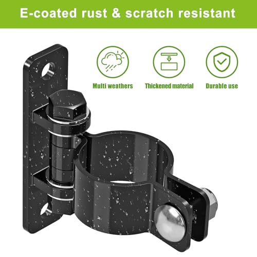 Insaga Gate Hinges Heavy Duty Carbon Steel Chain Link Fence Parts Electroplated Finish, Removable Bolts for Wall Mount, Fits 1-7/8'' Outer Diameter Pipes/Posts for Farm, Fence Gate (2Pack, Black) - size: 1-7/8''