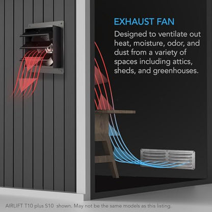AC Infinity Airlift S20, Shutter Exhaust Fan 20" with 10-Speed Controller, EC Motor - Wall Mount Ventilation and Cooling for Sheds, Attics, Workshops, and Greenhouses