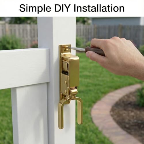 Instant Locking Farm Gate Latch - Heavy Duty Self-Closing Automatic Gravity Lever for Wooden Metal Gates