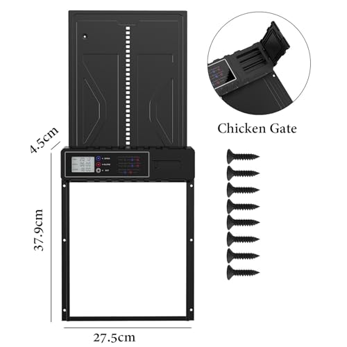 NEONMAN Multi-Mode Chicken Flap, Automatic Chicken Coop Door Solar Powered Automatic Chichken Flap LCD Display Anti-Pinch Safety Suitable for Poultry