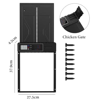 NEONMAN Multi-Mode Chicken Flap, Automatic Chicken Coop Door Solar Powered Automatic Chichken Flap LCD Display Anti-Pinch Safety Suitable for Poultry
