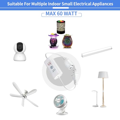 HNB Auto Off Timer for Oil Wax Warmer Burner Indoor Small Appliances Timer Plug for Electrical Outlet 5 Timing Setting 12 Hours Timed Power Switch (timer5D0.5m1pc B) - color: White B
